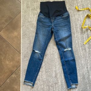 Over the Belly maternity raw hem skinny jeans